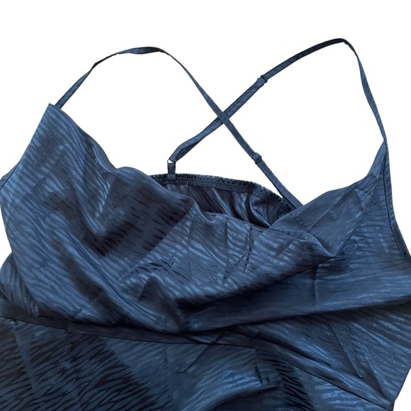 SHEIN SXY Black Ruched Satin Maxi Dress Women’s 1XL Curve Criss Cross Back - Picture 3 of 8